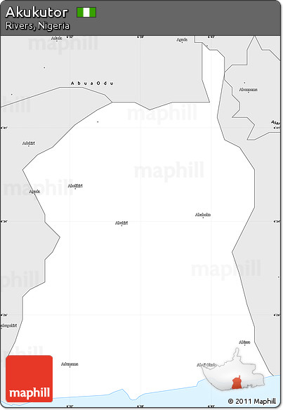 Silver Style Simple Map of Akukutor