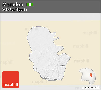 Classic Style 3D Map of Maradun, single color outside