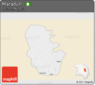 Classic Style 3D Map of Maradun, single color outside
