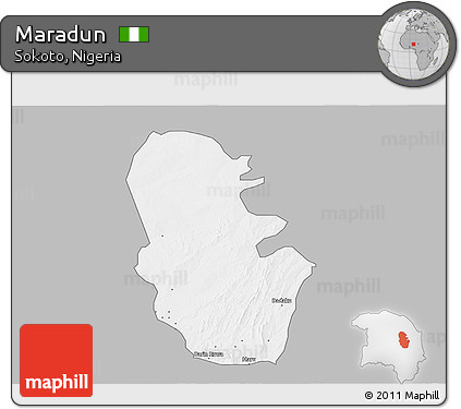 Gray 3D Map of Maradun, single color outside