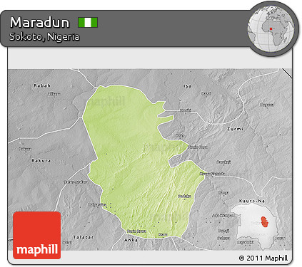 Physical 3D Map of Maradun, desaturated