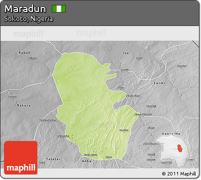 Physical 3D Map of Maradun, desaturated