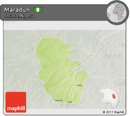 Physical 3D Map of Maradun, lighten, semi-desaturated
