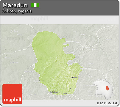 Physical 3D Map of Maradun, lighten, semi-desaturated