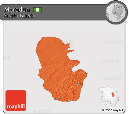 Political 3D Map of Maradun, single color outside