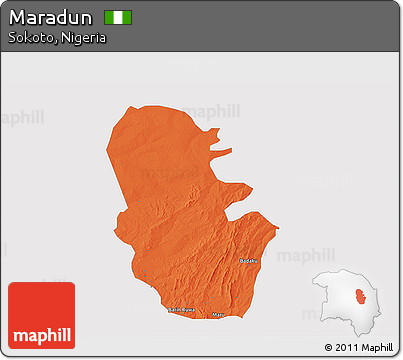 Political 3D Map of Maradun, single color outside