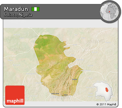 Satellite 3D Map of Maradun, lighten