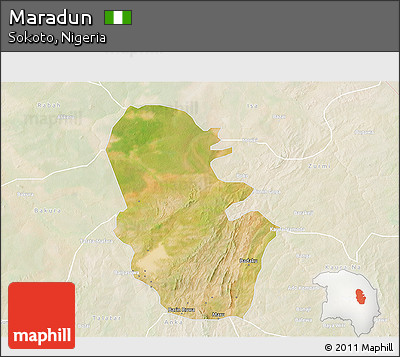 Satellite 3D Map of Maradun, lighten