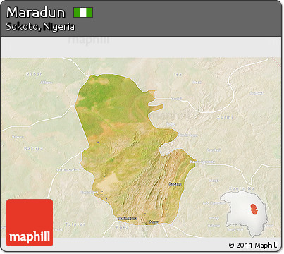 Satellite 3D Map of Maradun, lighten