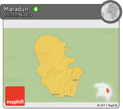 Savanna Style 3D Map of Maradun, single color outside