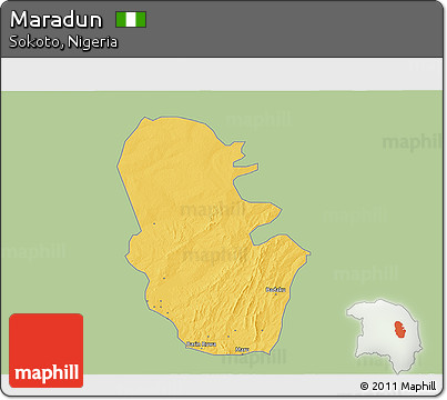 Savanna Style 3D Map of Maradun, single color outside