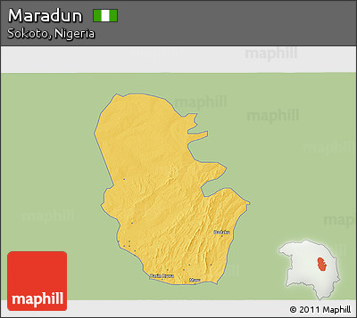 Savanna Style 3D Map of Maradun, single color outside