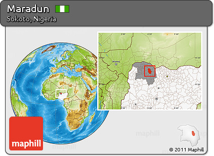 Physical Location Map of Maradun, highlighted country, highlighted parent region