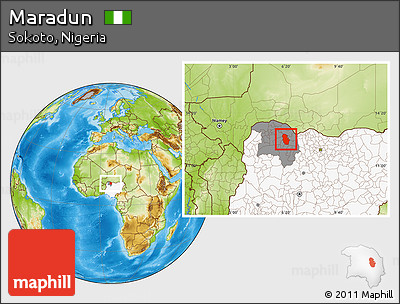 Physical Location Map of Maradun, highlighted country, highlighted parent region