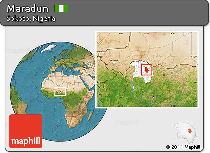 Satellite Location Map of Maradun, highlighted parent region