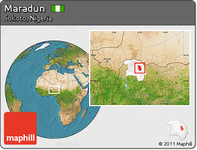 Satellite Location Map of Maradun, highlighted parent region