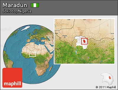 Satellite Location Map of Maradun, highlighted parent region