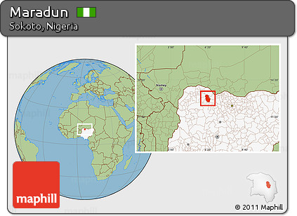 Savanna Style Location Map of Maradun, highlighted country