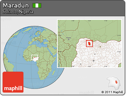 Savanna Style Location Map of Maradun, highlighted country