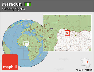 Savanna Style Location Map of Maradun, highlighted country