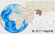 Shaded Relief Location Map of Maradun, highlighted country, highlighted parent region