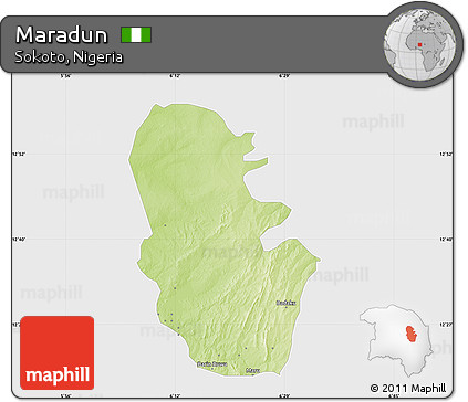 Physical Map of Maradun, single color outside