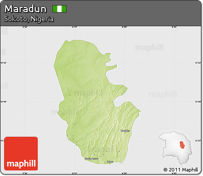 Physical Map of Maradun, single color outside