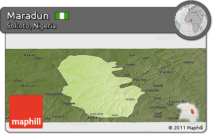 Physical Panoramic Map of Maradun, darken