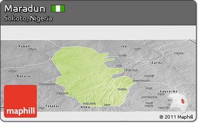Physical Panoramic Map of Maradun, desaturated