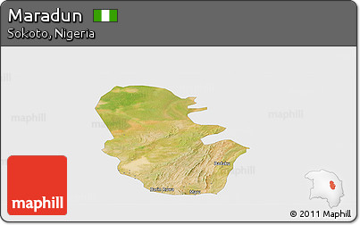 Satellite Panoramic Map of Maradun, single color outside