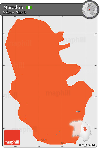 Political Simple Map of Maradun, single color outside