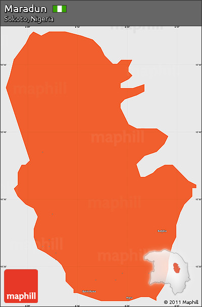 Political Simple Map of Maradun, single color outside