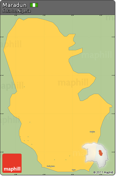 Savanna Style Simple Map of Maradun, single color outside