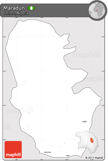 Silver Style Simple Map of Maradun, cropped outside