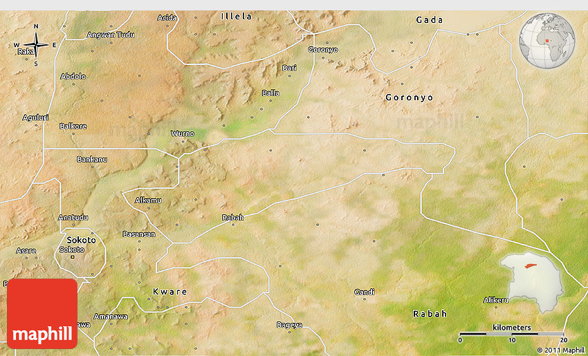 Satellite 3D Map of Wurno