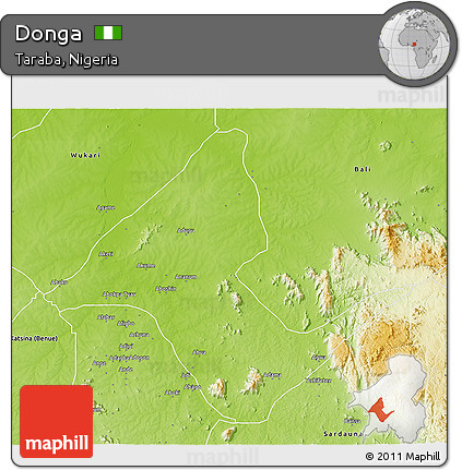 Physical 3D Map of Donga