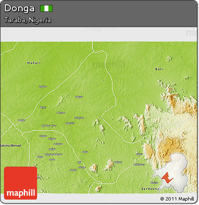 Physical 3D Map of Donga