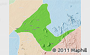 Political 3D Map of Donga, lighten