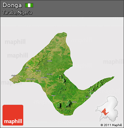 Satellite 3D Map of Donga, cropped outside