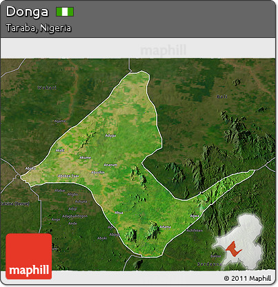 Satellite 3D Map of Donga, darken