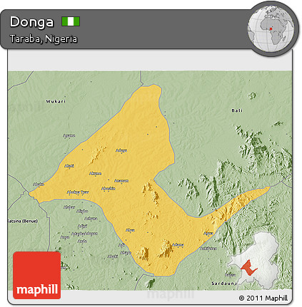 Savanna Style 3D Map of Donga