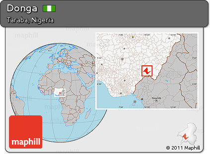 Gray Location Map of Donga, highlighted country
