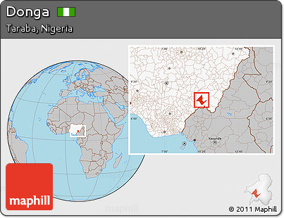 Gray Location Map of Donga, highlighted country