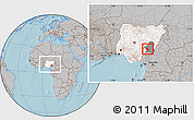 Gray Location Map of Donga, highlighted country, highlighted parent region, within the entire country, hill shading