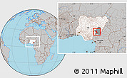 Gray Location Map of Donga, highlighted country, highlighted parent region, within the entire country