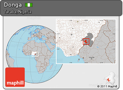Gray Location Map of Donga, highlighted country, highlighted parent region