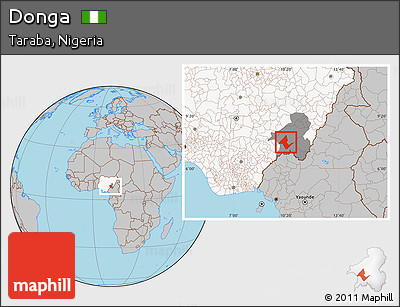 Gray Location Map of Donga, highlighted country, highlighted parent region