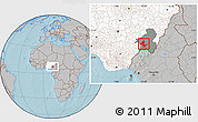 Gray Location Map of Donga, highlighted country, highlighted parent region, hill shading