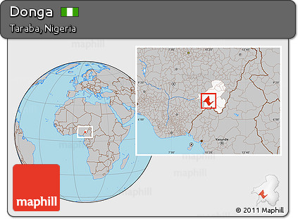 Gray Location Map of Donga, highlighted parent region