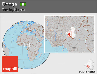 Gray Location Map of Donga, highlighted parent region